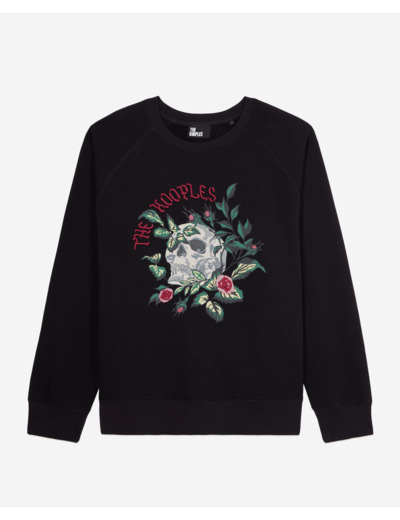 Sweatshirt Avec Print Skull And Flowers black