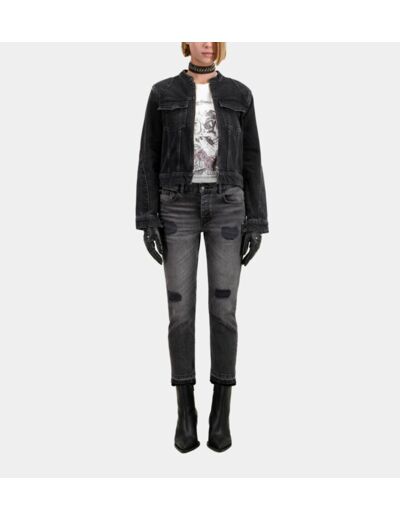 Blouson Moto Denim Noir