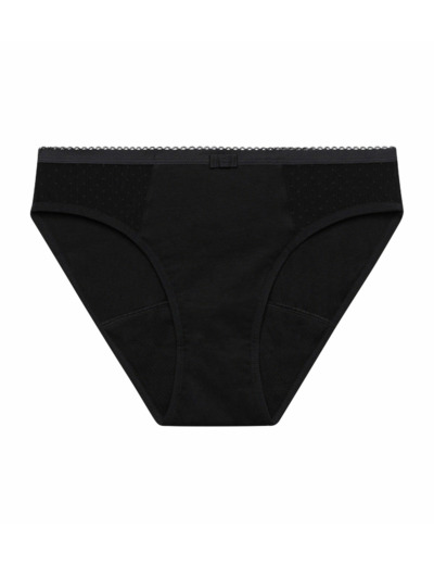 Culotte de règle lavable en coton bio flux moyen Noir Dim Protect