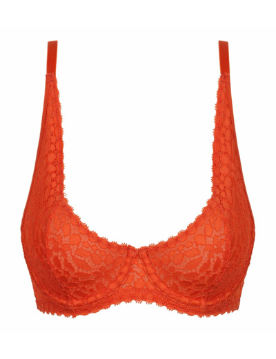 Soutien-gorge à armatures en dentelle florale Rouge Feu Daily Dentelle