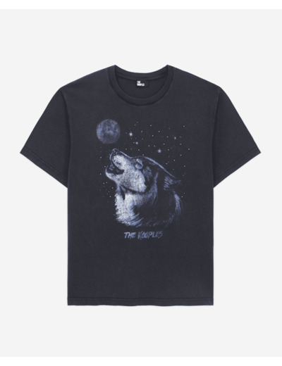 T-Shirt Manches Courtes Wash Avec Print Loup black washed