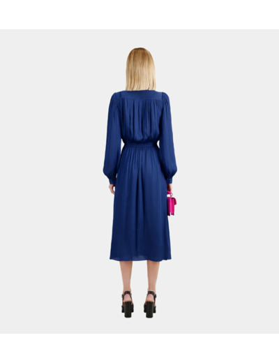 Robe Longue Manches Longues A Fronces royal blue