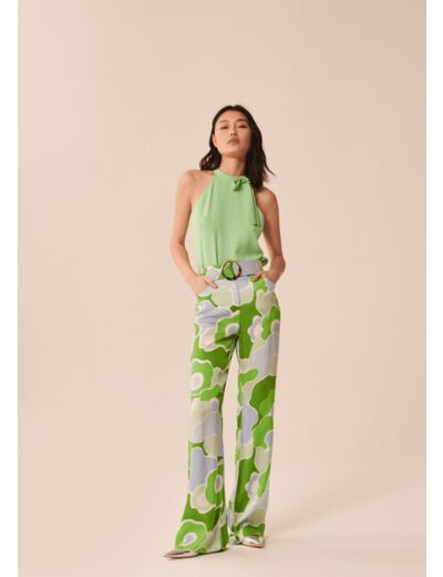 Pantalon Poe-vert imprimé à fleurs