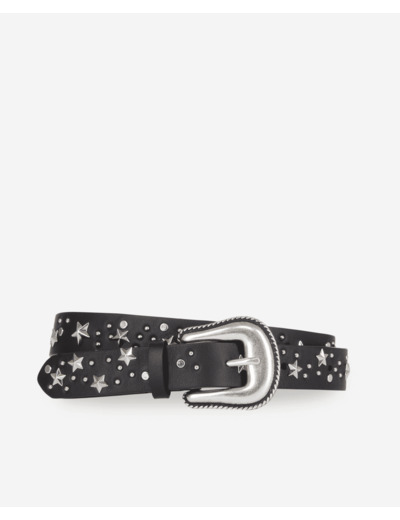 Ceinture En Cuir Noir Avec Étoiles black