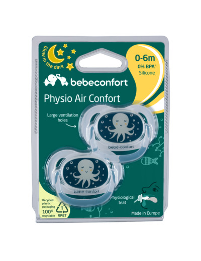 Bebeconfort sucettes phosphorescentes nouveau-né physiologique silicone (x2) Blue