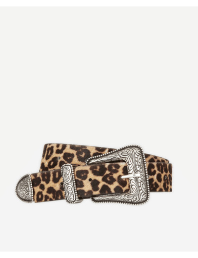 Ceinture Large En Cuir Leopard Avec Une Boucle Western