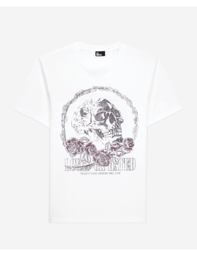 T-Shirt Manches Courtes Avec Print Skull And Roses white