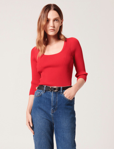 Pull Nelan Pull col rond rouge