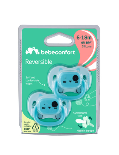 Bebeconfort sucettes silicone reversibles 6-18 mois X2 Blue