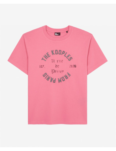 T-Shirt Manches Courtes Avec Print Blason Devant old pink