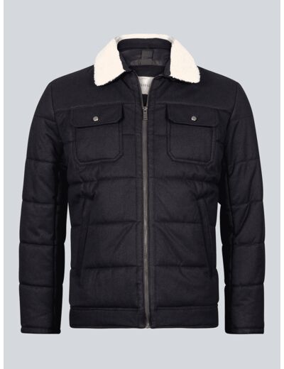 Blouson Aviateur Marine Col Sherpa