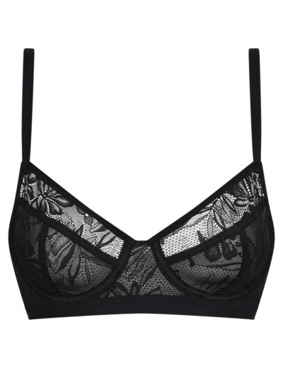 Soutien-gorge à armatures en dentelle noire à feuillage Mod de Dim