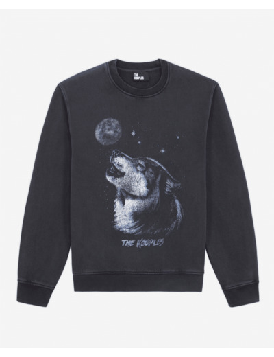 Sweat Wash Avec Print Loup black washed