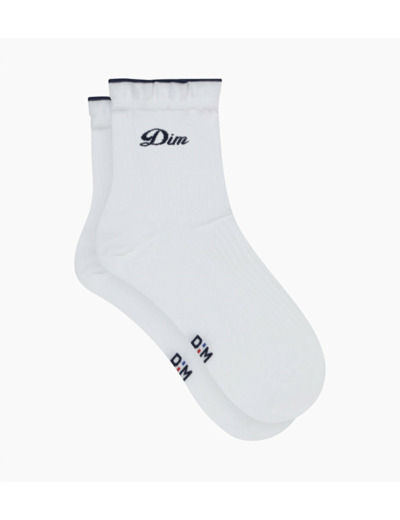 Socquettes femme en coton Blanc signature Dim brodé Madame Dim