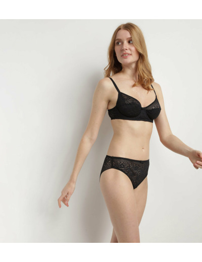 Soutien-gorge à armatures en dentelle florale recyclée Noir Sublim