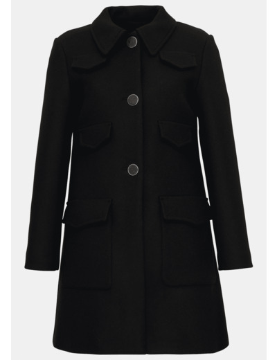 Manteau Marin Noir en Laine