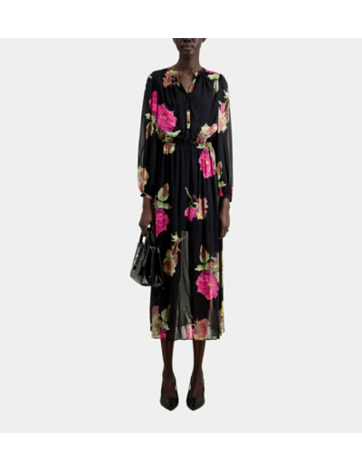 Robe Longue A Motifs Imprimes pink black