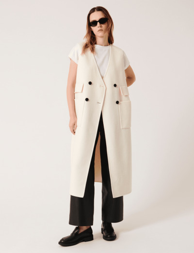 Manteau Madelinia Manteau long sans manches écru