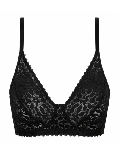 Soutien-gorge triangle sans armature motif floral Noir Daily Dentelle