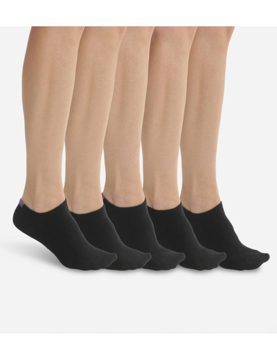 Lot de 5 paires de socquettes femme Noir à marqueurs colorés EcoDim