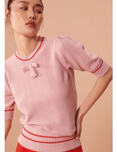 Pull Poupee-vieux rose en maille