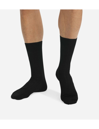 Lot de 2 chaussettes noires en fil d'Ecosse Homme