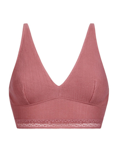 Brassière femme coton côtelé et dentelle Bois de Rose Dim Coton Lace