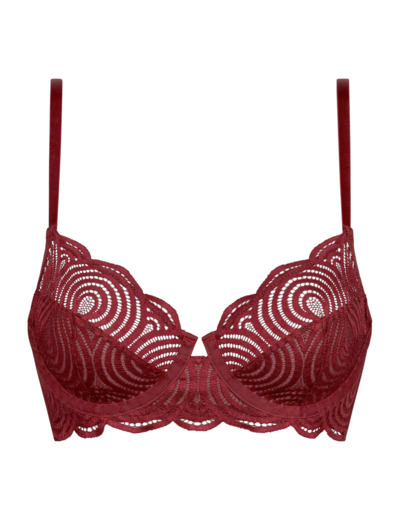 Soutien-gorge emboitant à armatures en dentelle vague rouge Mod de Dim