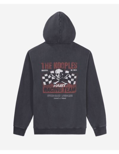 Sweatshirt À Capuche Noir Avec Sérigraphie Racing Skull