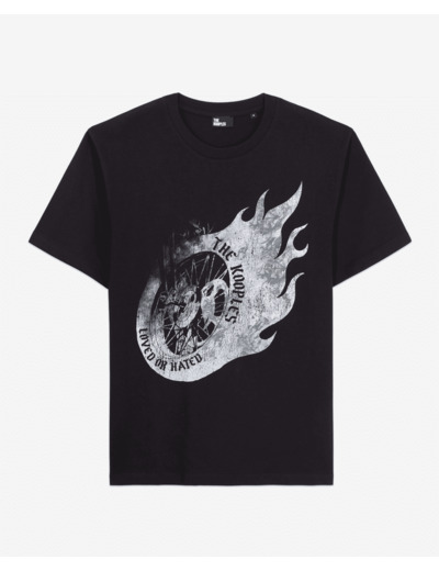 T-Shirt Manches Courtes Avec Print Roue Et Flammes black