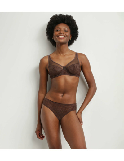 Culotte midi en dentelle léopard Chocolat Dim Generous Édition Limitée