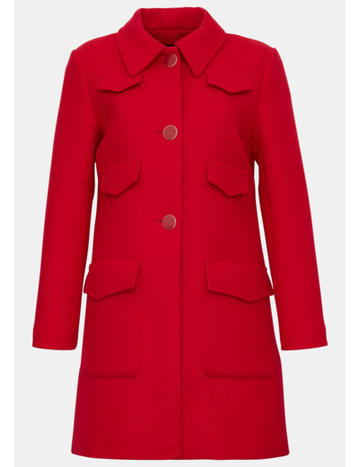 Manteau Marin Rouge en Laine