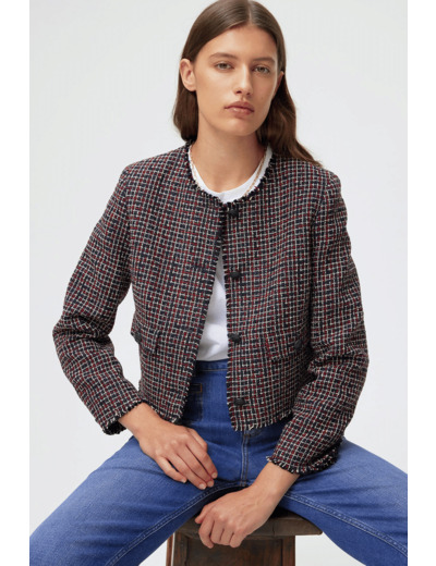 Veste courte en tweed et franges - VALMON