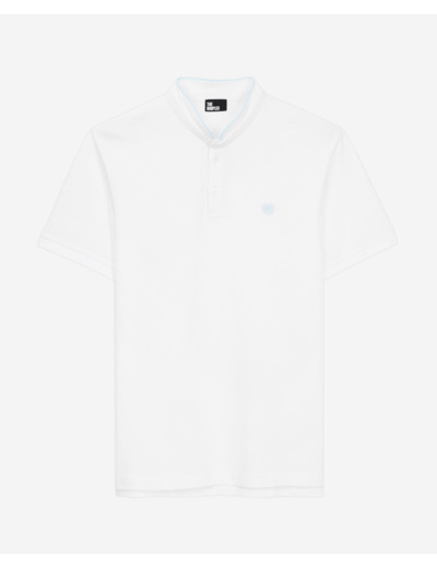 Polo Manches Courtes Col Officier Broderie Tk white / duck blue