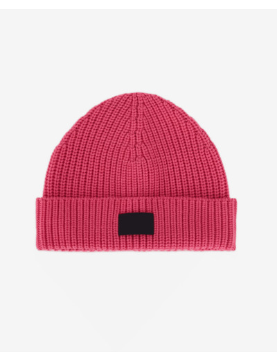 Bonnet En Laine Avec Patch En Cuir old pink