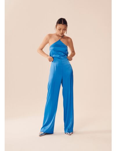 Pantalon Poema-bleu en satin