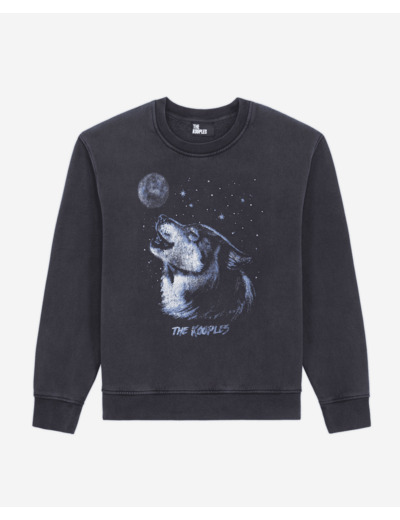 Sweat Wash Avec Print Loup black washed