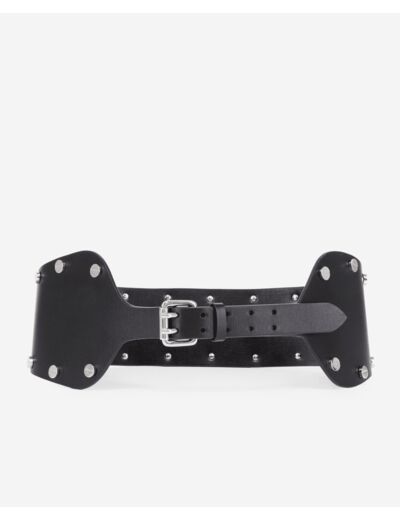 Large Ceinture En Cuir Avec Rivets En Metal black