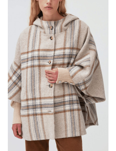 Manteau cape en laine vierge et alpaga - MALORIE