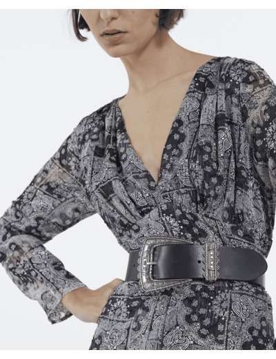 Ceinture Large En Cuir Avec Boucle Western black